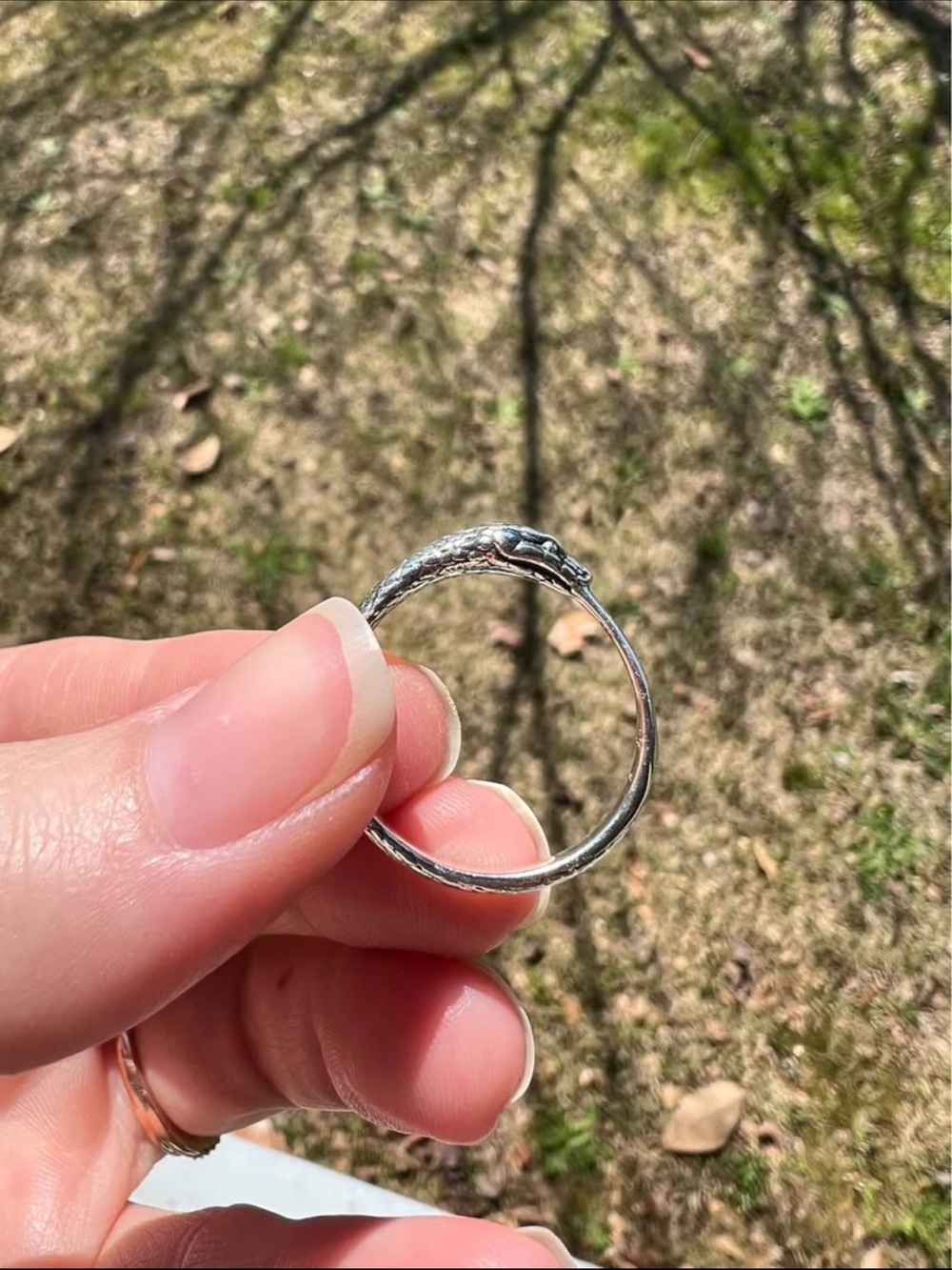 Sterling Silver Snake Motif Ring - Slim Band